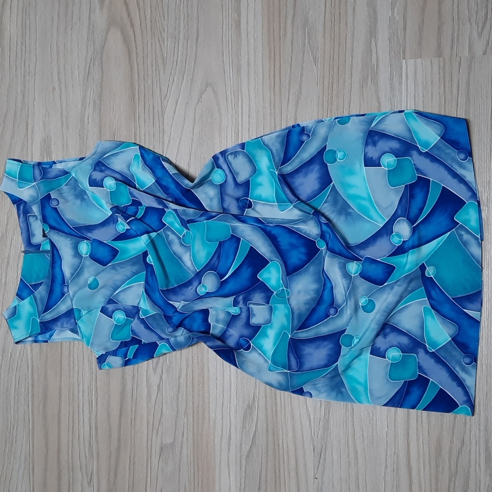 Chad's Place vintage blue fun print dress size 12